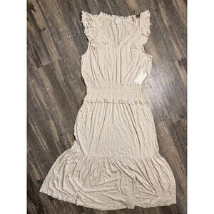 Ava James Large NWT Ruffle Smocked Midi Dress Boho Coastal Cottagecore